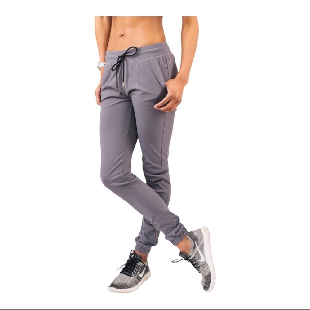 ZYIA Peak Unwind Zipper Joggers pants sweats grey purple Sz Medium